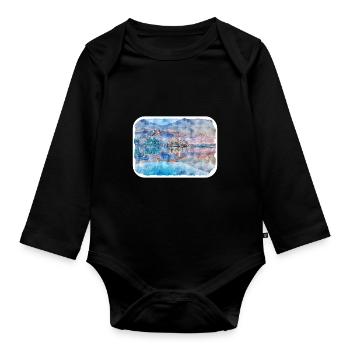 Illustration de l’esquisse à l’aquarelle de Slovénie - Body Bébé bio manches longues - noir - Devant