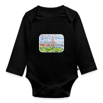 San Miguel De Allende Mexico Watercolor Sketch Dra - Organic Longsleeve Baby Bodysuit - black - Front