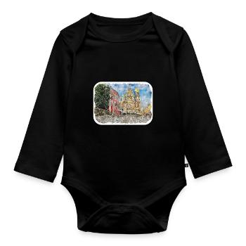 St Petersburg Russia Watercolor Sketch Drawn Drawi - Organic Longsleeve Baby Bodysuit - black - Front