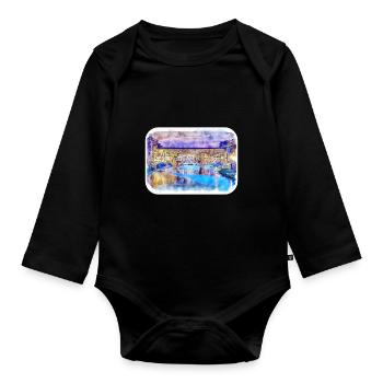 Florence Italy Italy Watercolor Sketch Painting - Organic Longsleeve Baby Bodysuit - black - Front