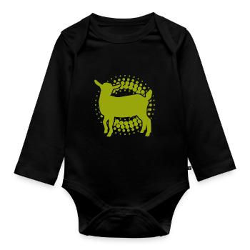 Ziege - Bock - Geiß - Bauernhof - Zoo - Urlaub - Baby Bio-Langarm-Body - Schwarz - Vorne
