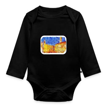 Bologne Italie Aquarelle Esquisse Dessinée Illustration - Body Bébé bio manches longues - noir - Devant