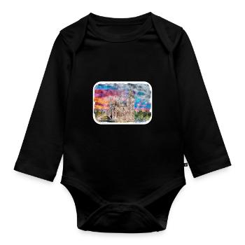 Edinburgh Schottland UK Aquarell Skizze gezeichnet Schmerz - Baby Bio-Langarm-Body - Schwarz - Vorne