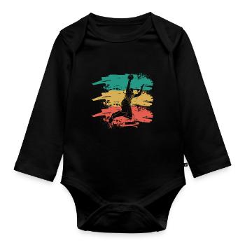 retro basketball - Baby Bio-Langarm-Body - Schwarz - Vorne
