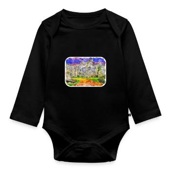 England UK Watercolor Sketch Drawn Illustration - Organic Longsleeve Baby Bodysuit - black - Front