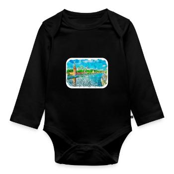 Moscou Russie Aquarelle Esquisse Dessin Dessiné - Body Bébé bio manches longues - noir - Devant