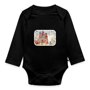 Moscou Russie Aquarelle Esquisse Dessin Dessiné - Body Bébé bio manches longues - noir - Devant