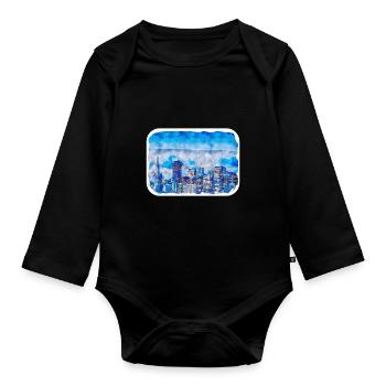 San Francisco Usa Watercolor Sketch Painting - Organic Longsleeve Baby Bodysuit - black - Front