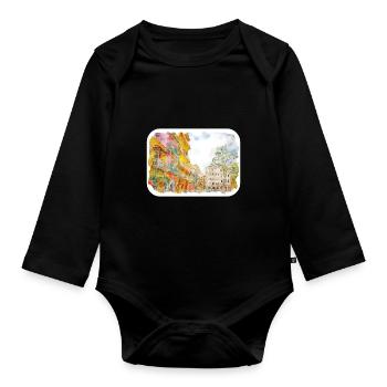 Cartagena Kolumbien Aquarell Skizze Gezeichnet Illustr - Baby Bio-Langarm-Body - Schwarz - Vorne