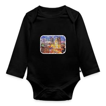 Moscou Russie Aquarelle Sketch Illustration - Body Bébé bio manches longues - noir - Devant