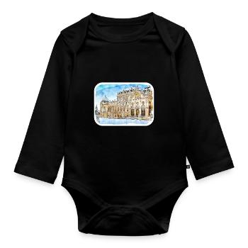 Vienna Austria Watercolor Sketch Drawn Illustratio - Organic Longsleeve Baby Bodysuit - black - Front
