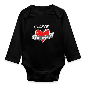 Bernau - Ich liebe Stadtnamen in Tattoo Stil - Baby Bio-Langarm-Body - Schwarz - Vorne