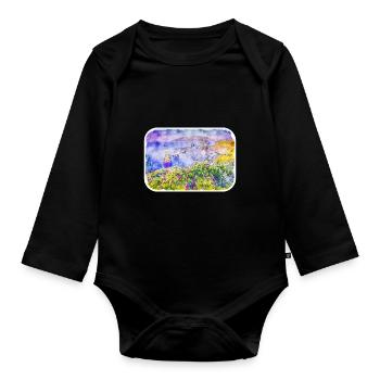 Spain Watercolor Sketch Hand Drawn Illustration - Organic Longsleeve Baby Bodysuit - black - Front