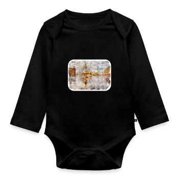 St Petersburg Russia Watercolor Sketch Drawn Illus - Organic Longsleeve Baby Bodysuit - black - Front