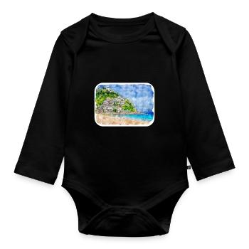 San Sebastian Kroatien Aquarell Skizze gezeichnet Illu - Baby Bio-Langarm-Body - Schwarz - Vorne