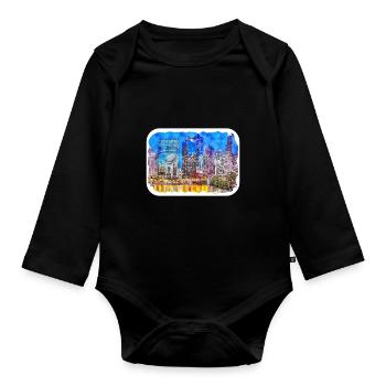 Chicago USA Watercolor Sketch Drawn Illustration - Organic Longsleeve Baby Bodysuit - black - Front