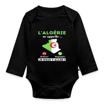 L' Algérie m 'appelle humour Algérie cadeau - Body Bébé bio manches longues - noir - Devant