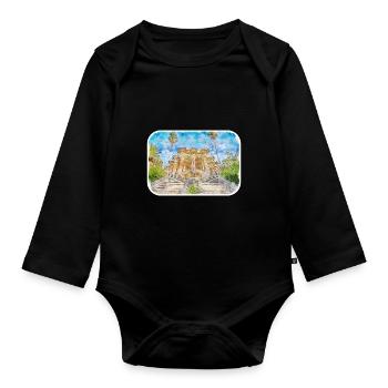 Spain Watercolor Sketch Hand Drawn Illustration - Organic Longsleeve Baby Bodysuit - black - Front