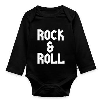 rock and roll - Body Bébé bio manches longues - noir - Devant