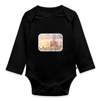 Moscou Russie Aquarelle Esquisse Dessin Dessin - Body Bébé bio manches longues - noir - Devant
