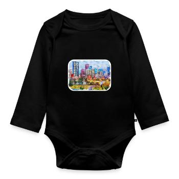 Canada Aquarelle Sketch Illustration dessinée à la main - Body Bébé bio manches longues - noir - Devant