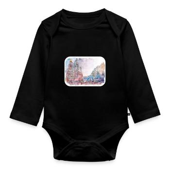 St Petersburg Russia Watercolor Sketch Painting - Organic Longsleeve Baby Bodysuit - black - Front