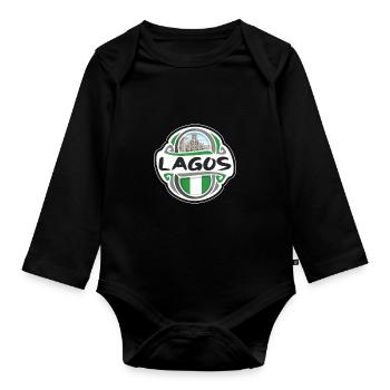 Lagos Nigeria Drapeau Badge Souvenir de Voyage Timbre Souvenir - Body Bébé bio manches longues - noir - Devant