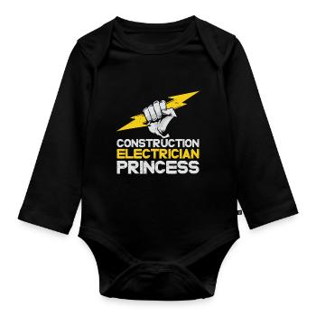 Electrician Electrical Engineer Electronics Technician - Organic Longsleeve Baby Bodysuit - black - Front