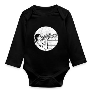 Posaune - Baby Bio-Langarm-Body - Schwarz - Vorne