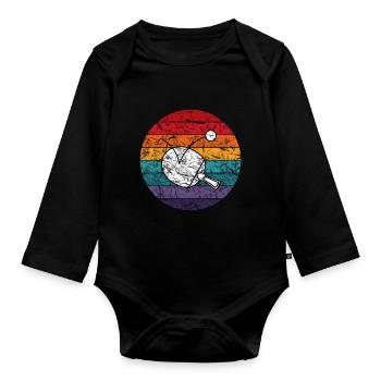 Retro Table Tennis Design - Organic Longsleeve Baby Bodysuit - black - Front