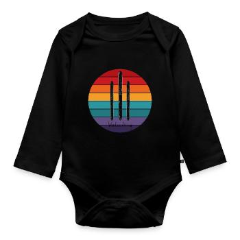 Retro Water Ski Water Sports - Organic Longsleeve Baby Bodysuit - black - Front