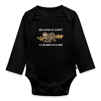 Sloth Faulenzer Süßes Faultier Geschenk - Baby Bio-Langarm-Body - Schwarz - Vorne