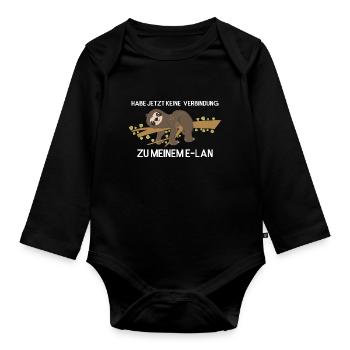 Sloth Faulenzer Süßes Faultier Geschenk - Baby Bio-Langarm-Body - Schwarz - Vorne