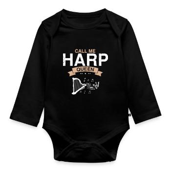 Conceptions de joueurs de harpe pour les conceptions de joueurs de harpe - Body Bébé bio manches longues - noir - Devant