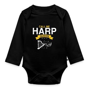 Harp Player Designs for Harp Player Designs - Organic Longsleeve Baby Bodysuit - black - Front