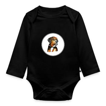 Illustration autrichienne de chien de chien noir et bronzé - Body Bébé bio manches longues - noir - Devant