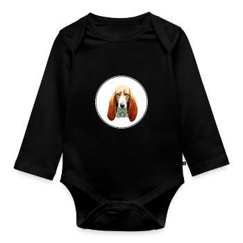 Basset Artesien Normand Dog Watercolor Illustratio - Organic Longsleeve Baby Bodysuit - black - Front