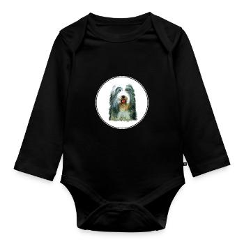 Beagle-Harrier Dufthund Hund Skizze Illustration - Baby Bio-Langarm-Body - Schwarz - Vorne