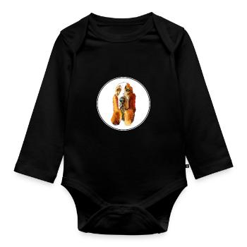 Basset Hound Dog Aquarelle Illustration - Body Bébé bio manches longues - noir - Devant