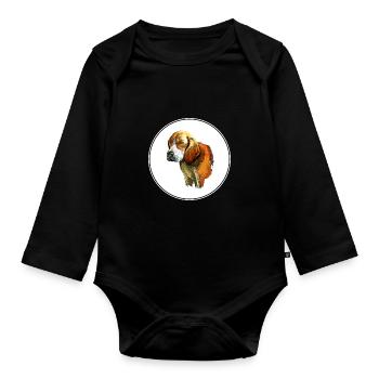 Beagle-Harrier Dufthund Hund Skizze Illustration - Baby Bio-Langarm-Body - Schwarz - Vorne