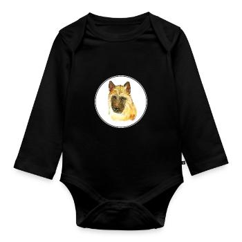 Belgischer Laekenois Hund Aquarell Illustration - Baby Bio-Langarm-Body - Schwarz - Vorne