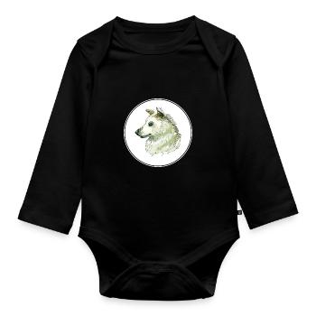 Illustration de l’aquarelle du chien chien crétois - Body Bébé bio manches longues - noir - Devant