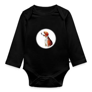 Deutsche Bracke Dog Aquarell Skizze Illustration - Baby Bio-Langarm-Body - Schwarz - Vorne