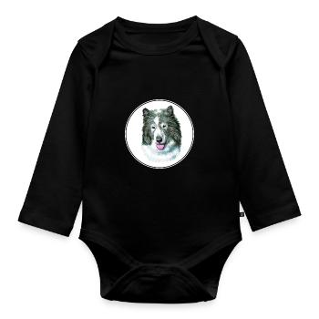 Illustration de l’aquarelle de chien esquimau canadien - Body Bébé bio manches longues - noir - Devant
