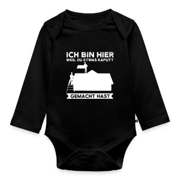 Dachdecker Beruf Dachdeckerei Geschenk - Baby Bio-Langarm-Body - Schwarz - Vorne