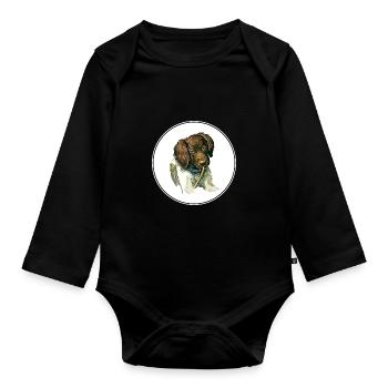 Munsterlander Small Dog Aquarelle Illustration - Body Bébé bio manches longues - noir - Devant