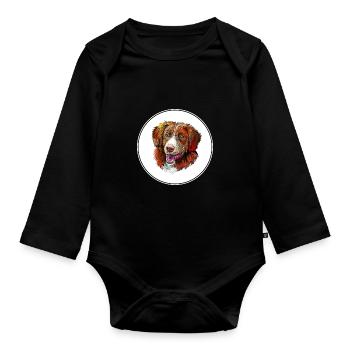 Nova Scotia Duck Tolling Retriever Dog Illustratio - Organic Longsleeve Baby Bodysuit - black - Front