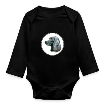 Munsterlander Grande Aquarelle de Chien Illustration - Body Bébé bio manches longues - noir - Devant