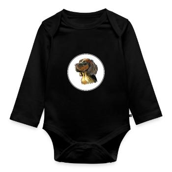Picardy Spaniel Dog Watercolor Sketch Illustration - Organic Longsleeve Baby Bodysuit - black - Front