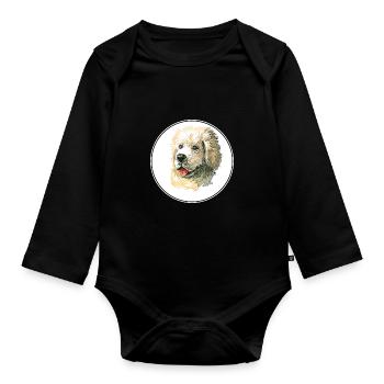 Polnischer Schäferhund Hund Aquarell Illustration - Baby Bio-Langarm-Body - Schwarz - Vorne